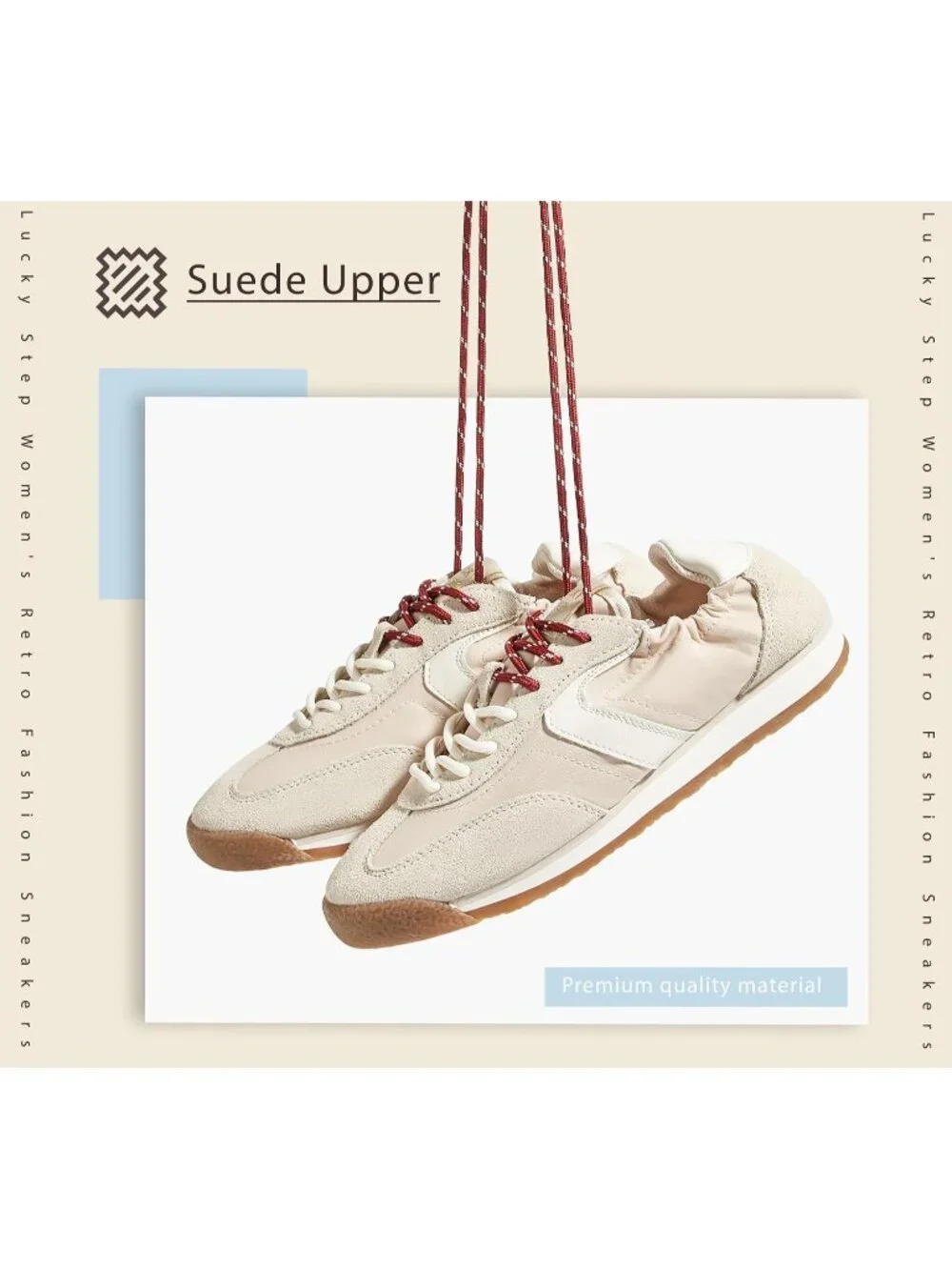 Women's Beige Lightweight Slip On Comfortable Casual Lace Up Fashion Sneakers